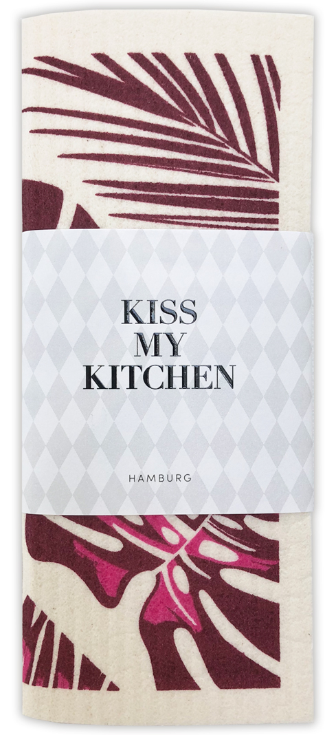Kiss my Kitchen - Schwammtuch Urban Jungle bordeaux