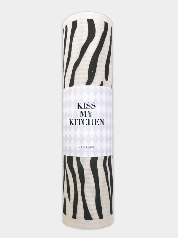 Kiss my Kitchen - Schwammtuch-Rolle Wild white black