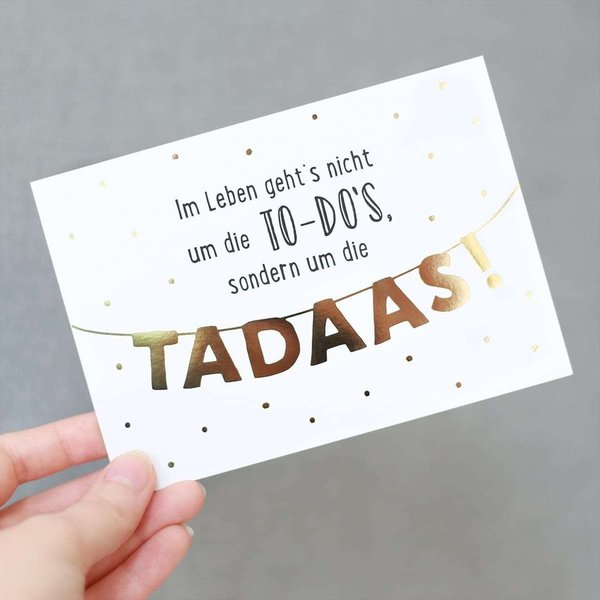 odernichtoderdoch - Glitzer-Postkarte "TADA"
