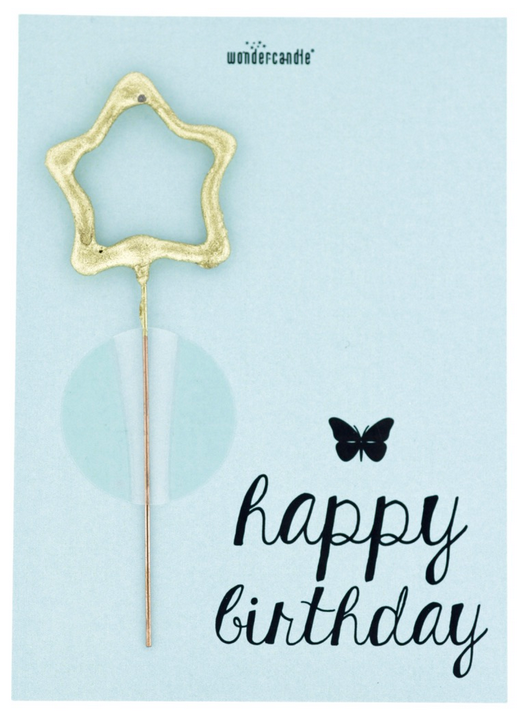 Happy Birthday -Pastell hellblau- Mini Wondercard